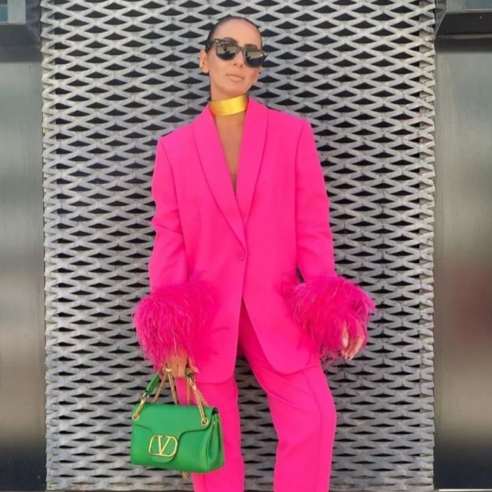 Bloggers Fav!!! NWT ZARA Straight Cut Feather Blazer - Picture 6 of 16